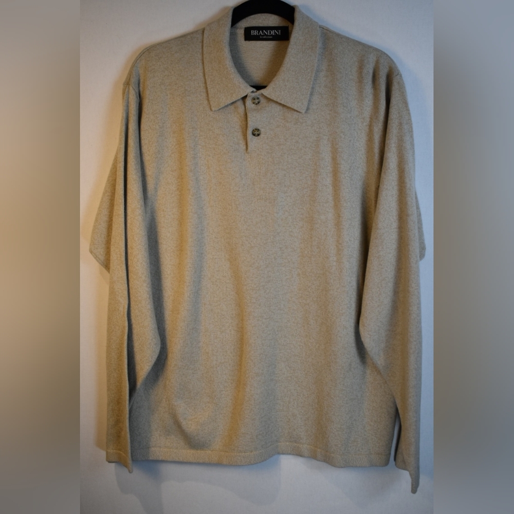Brandini Men's Collared Polo Sweater Color: chai/beige Size: XL